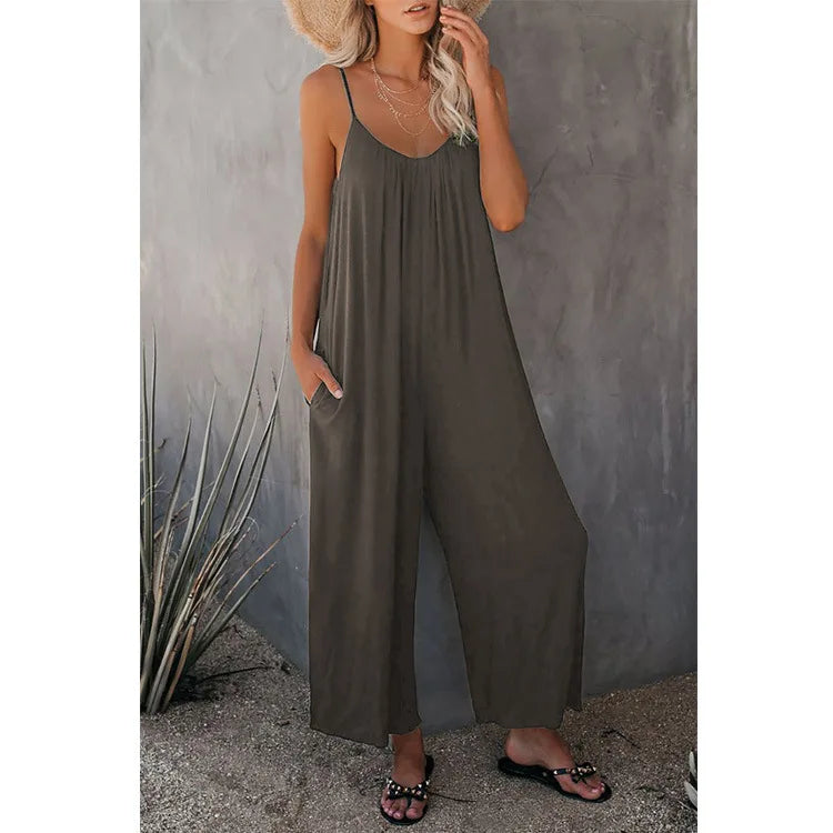 2023 Boho Chic Solid Color Chiffon Summer Bodysuits Casual Women Eco-Friendly Breathable Rompers Streetwear Jumpsuits