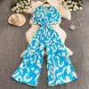 Elegant V-Neck Tunic Slim Jumpsuit For Women High Waist Printed Lace Long Jumpsuit Wholesale