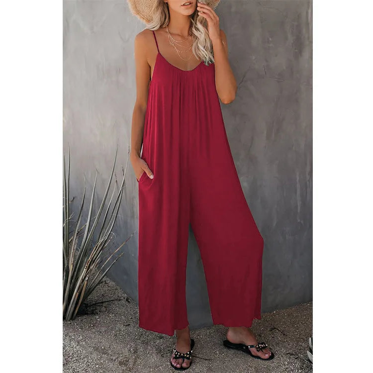 2023 Boho Chic Solid Color Chiffon Summer Bodysuits Casual Women Eco-Friendly Breathable Rompers Streetwear Jumpsuits