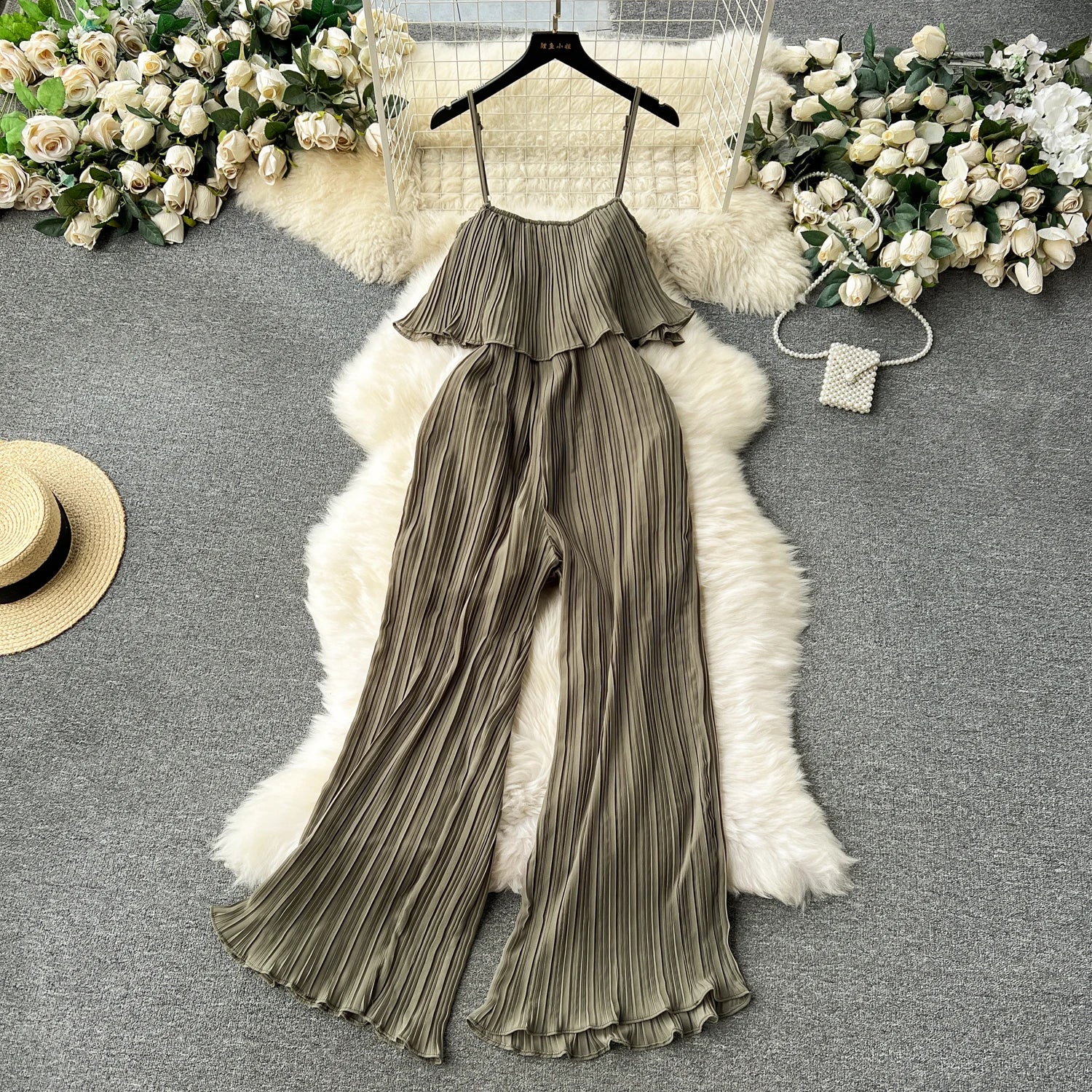 Summer Sweet Strapless Jumpsuit for Women Sleeveless High Waist Ruffled Lace Long Jumpsuit Ladies Sweet Overalls Wholesale