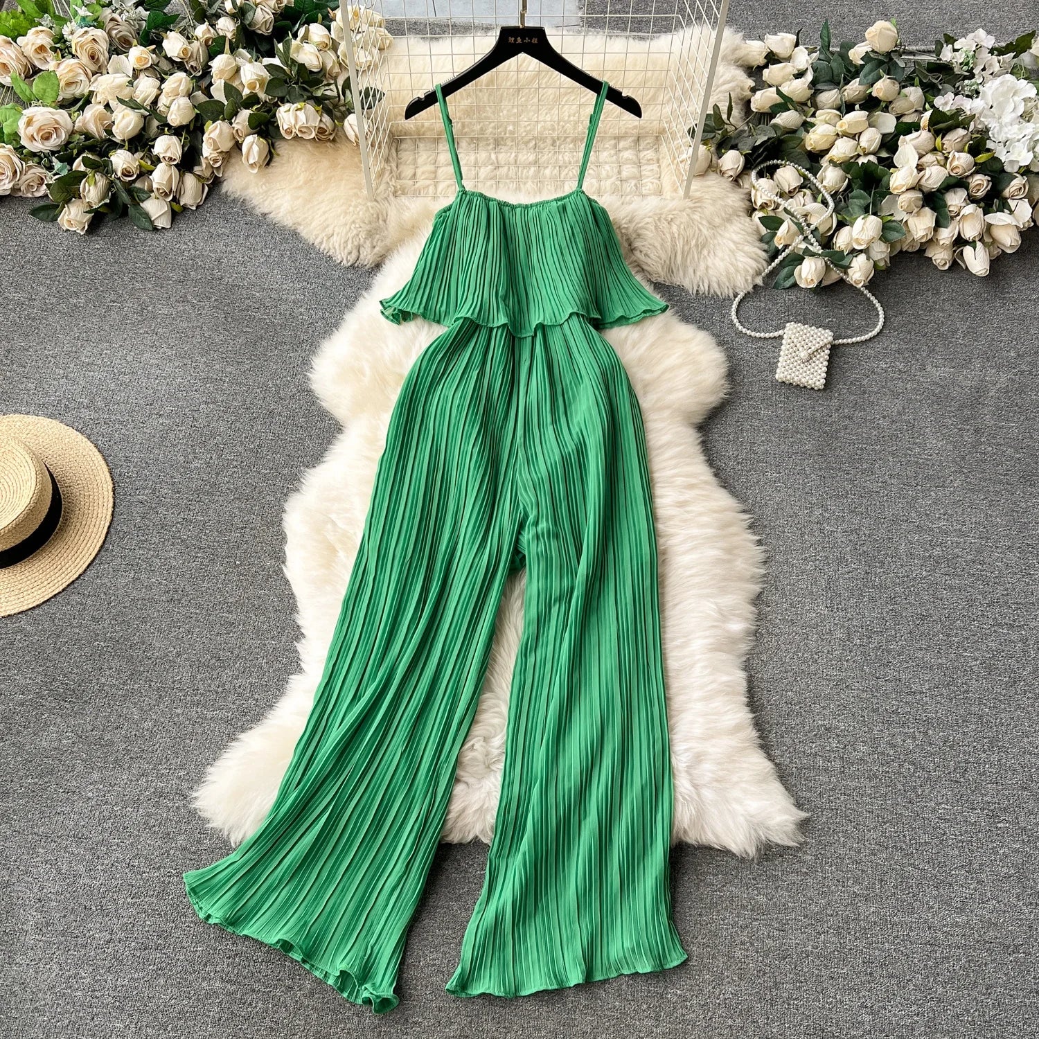 Summer Sweet Strapless Jumpsuit for Women Sleeveless High Waist Ruffled Lace Long Jumpsuit Ladies Sweet Overalls Wholesale