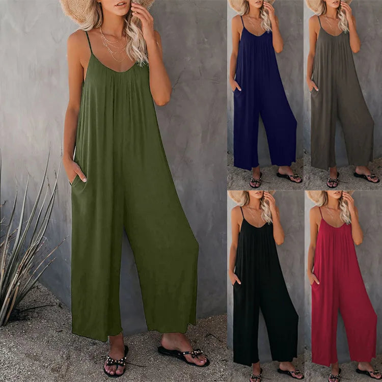 2023 Boho Chic Solid Color Chiffon Summer Bodysuits Casual Women Eco-Friendly Breathable Rompers Streetwear Jumpsuits