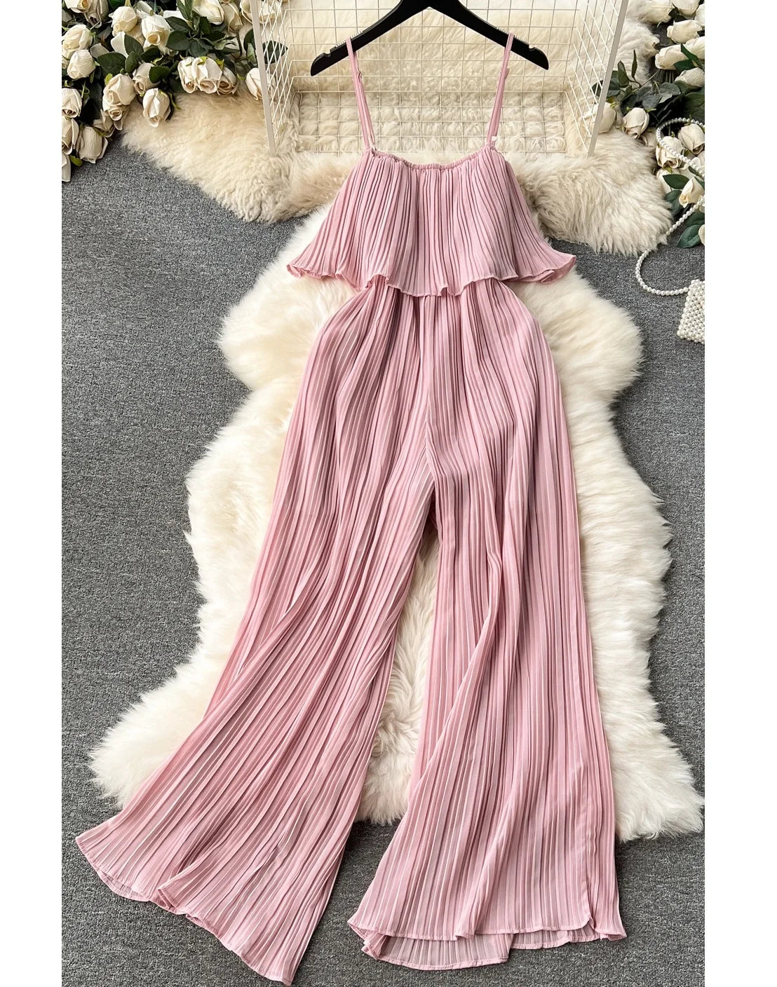 Summer Sweet Strapless Jumpsuit for Women Sleeveless High Waist Ruffled Lace Long Jumpsuit Ladies Sweet Overalls Wholesale