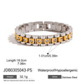 Uworld Simple Classic 18K Gold Color Plated Stainless Steel Rhinestone Two tone Watch Chain Bracelet Women's Jewelry