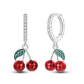925 Sterling Silver Sweet Cherry Hoop Earrings Sparkling CZ Zircon Earrings For Women Fine Birthday Anniversary Jewelry Gifts