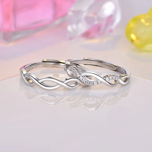 2PCS Couple 925 Sterling Silver Ring AAA Zircon For Men and Women Wedding Fine Jewelry Accessories Party Gift