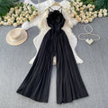 Fashionable Goddess Style 3D Flower Print Strapless Jumpsuit Women's High Waist Wide Leg Pants Long Summer Slimming Dress