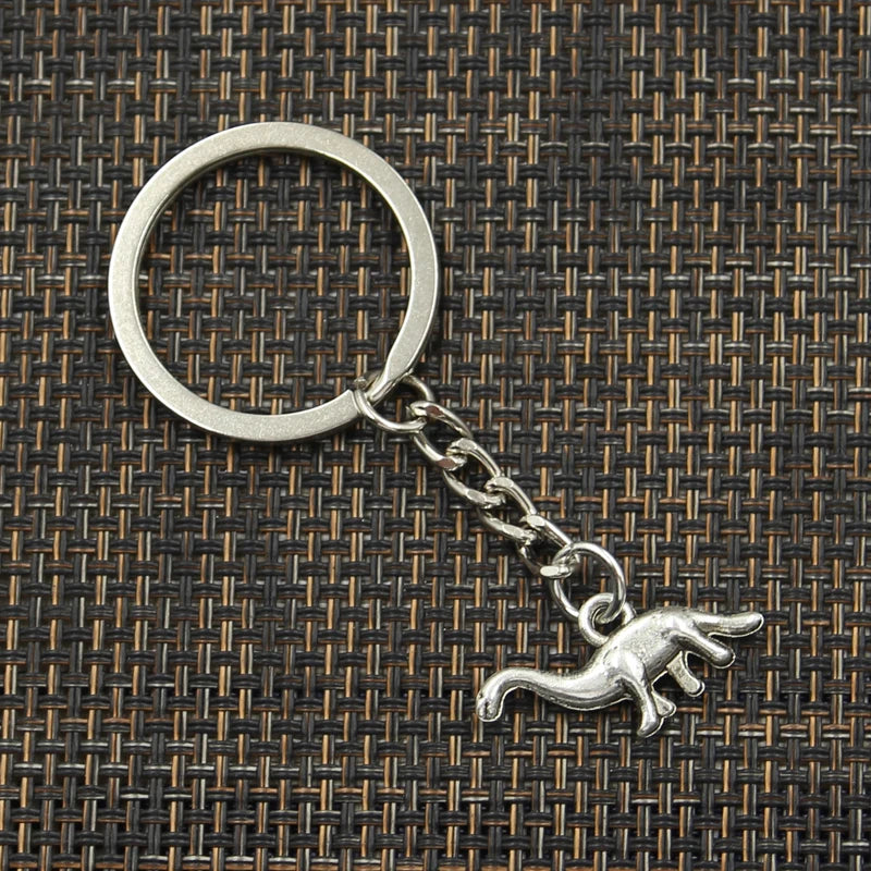 Fashion 30mm Key Ring Metal Key Chain Keychain Jewelry Antique Bronze Silver Color Plated Dinosaur Brontosaurus 27x12mm Pendant