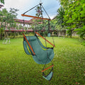 LuxeSwing™ – Oxford Hanging Chair with Wooden Bar & Cup Holder, Green